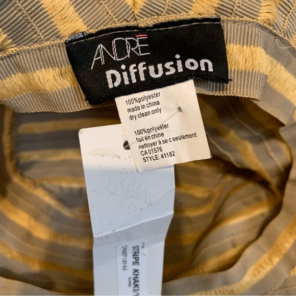 NWT striped khaki/yellow slightly distressed sun hat - Picture 6 of 10